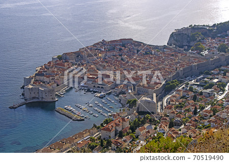 Aeria view on the historical old town Dubrovnik, Croatia 70519490