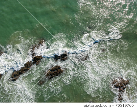 Aerial view of sea waves and fantastic Rocky coast, Thailand. Aerial view of sea waves and fantastic Rocky coast, Thailand. 70519760