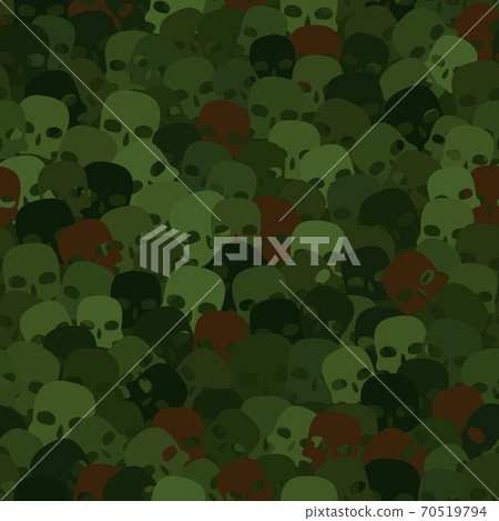 Military background of green sculls camouflaging seamless pattern 70519794