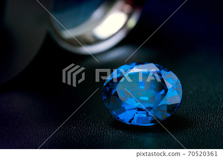 Natural blue Sapphire gemstone, Jewel or gems on black 70520361