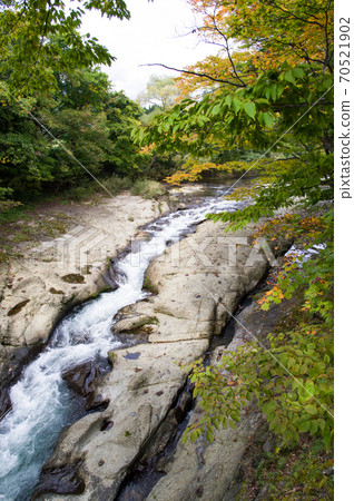 Autumn of scenic Bentenjima Iwate Prefecture 70521902