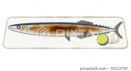 Grilled saury with salt 70522797