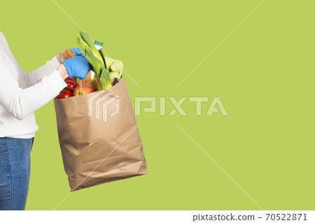 Food delivery, online shopping or donation concept. Grocery store shopping. 70522871