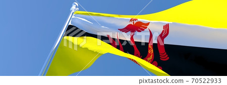 3D rendering of the national flag of Brunei waving in the wind 70522933