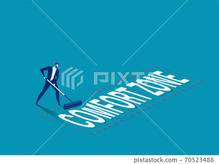 businessman remove the word comfort zone to out zone with red line red concept businessman remove the word comfort zone to out zone with red line red concept 70523488