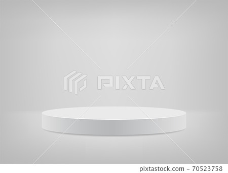 Empty stage white background round podium for presentation. Vector illustration. 70523758