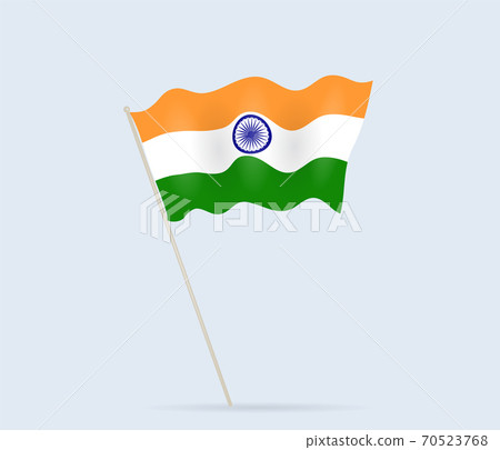 Indian flag on flagpole waving in the wind. Vector illustration. 70523768