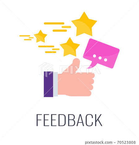Feedback from customers. Positive review. Flat vector cartoon illustration. Feedback from customers. Positive review. Flat vector cartoon illustration. 70523808