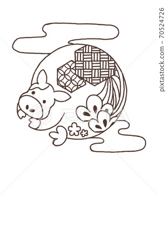 New Year's card 2021 Ox year illustration line art New Year's card 2021 Ox year illustration line art 70524726
