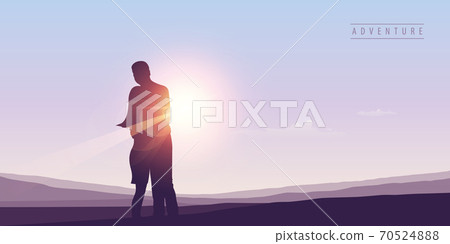 couple in love silhouette at sunny summer sky background couple in love silhouette at sunny summer sky background 70524888