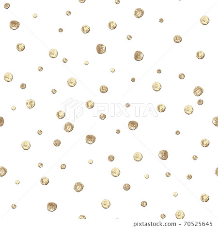 Abstract seamless pattern with 3d golden glittering acrylic paint round circles polka dot on white background 70525645