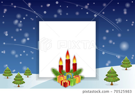Illustration of Christmas theme with candles and gifts Illustration of Christmas theme with candles and gifts 70525983