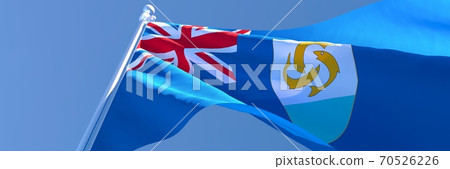 3D rendering of the national flag of Anguilla waving in the wind 70526226