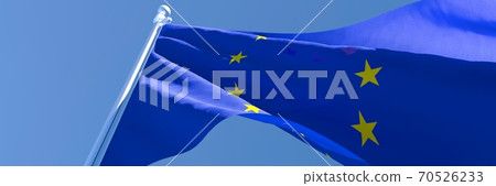 3D rendering of the flag of European Union waving in the wind 3D rendering of the flag of European Union waving in the wind 70526233
