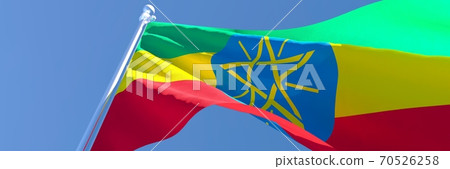 3D rendering of the national flag of Ethiopia waving in the wind 3D rendering of the national flag of Ethiopia waving in the wind 70526258