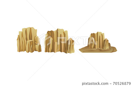 Mountain Peaks with Cliff and Rock Vector Set 70526879