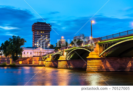 Ignatz-Bubis Bridge across the Main in Frankfurt, Germany Ignatz-Bubis Bridge across the Main in Frankfurt, Germany 70527005