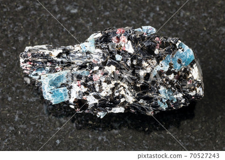 unpolished Biotite with Kyanite crystals on black 70527243