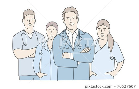 Group of doctors with arms crossed. Group of doctors with arms crossed. 70527607