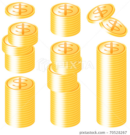 Material set of stacked coins dollars 70528267