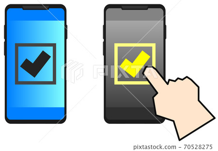 Illustration displaying a check mark on a smartphone 70528275