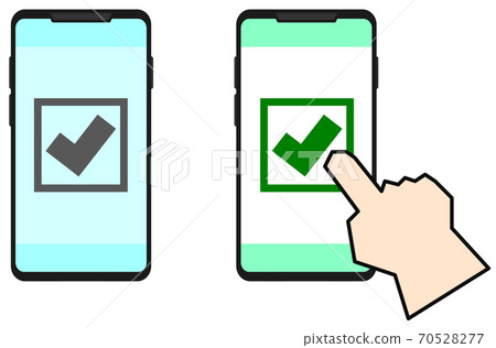 Illustration displaying a check mark on a smartphone 70528277