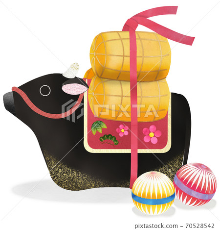 Year of the Ox Japanese paper pasted picture... - Stock Illustration ...