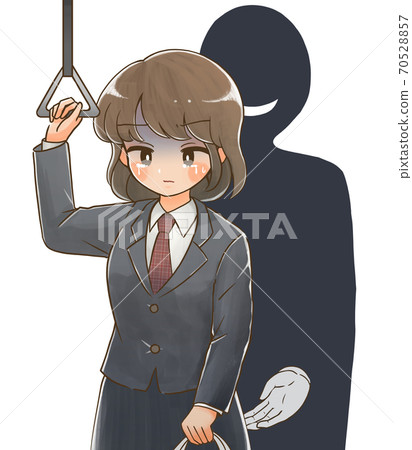 Illustration of a high school girl who suffers... - Stock Illustration