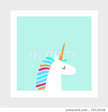 Cartoon Funny Unicorn Vector Wall Illustration for Kids 70529398