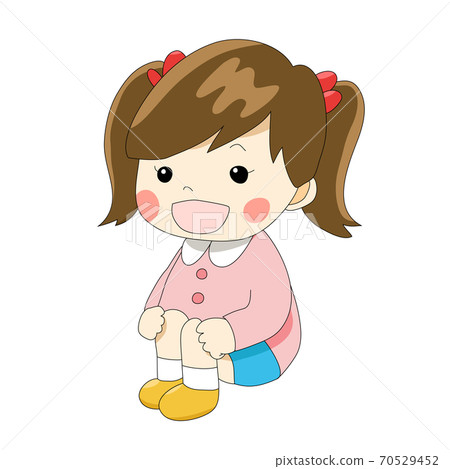 Girl's kindergarten sitting in uniform Girl's kindergarten sitting in uniform 70529452