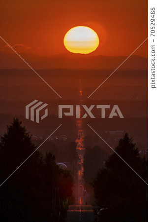 直路和日落 70529488