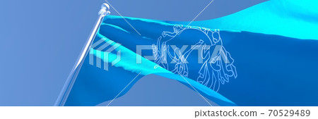 3D rendering of the flag of Semeral Postal Union waving in the wind 70529489