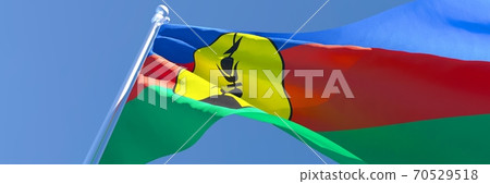 3D rendering of the national flag of New Caledonia waving in the wind 3D rendering of the national flag of New Caledonia waving in the wind 70529518