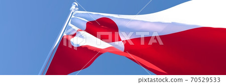 3D rendering of the national flag of Greenland waving in the wind 3D rendering of the national flag of Greenland waving in the wind 70529533