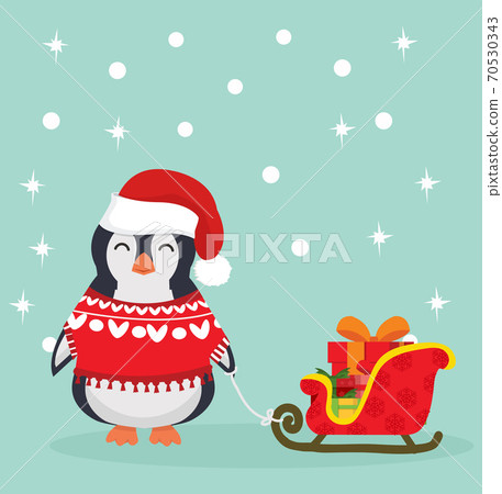 Cute Christmas Penguin with sleigh Cute Christmas Penguin with sleigh 70530343