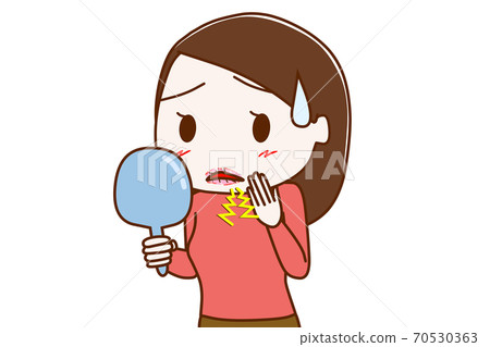 嘴唇乾燥，乾燥，受傷的女人 70530363