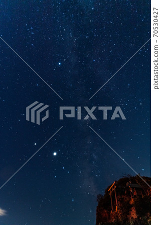 Beautiful starry sky and Bentenjima on the beach of Inasa, the mythical country 70530427