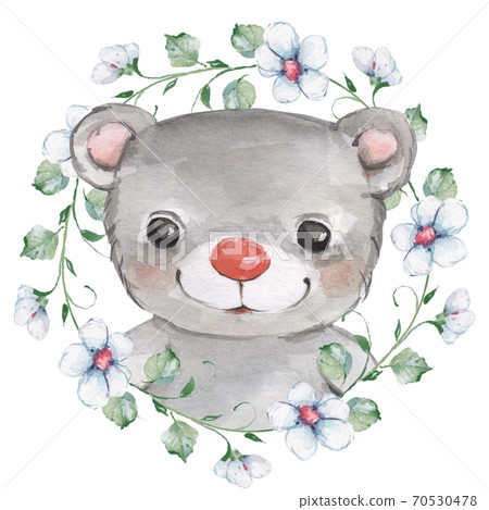 Cute little bear . Beautiful watercolor Cute little bear . Beautiful watercolor 70530478