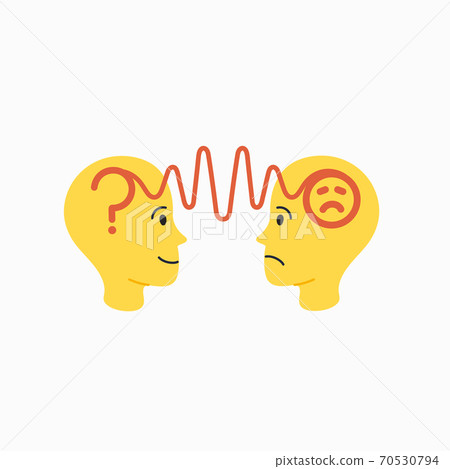 Empathy. Empathy concept - silhouettes of two human heads with an abstract image of emotions inside. 70530794