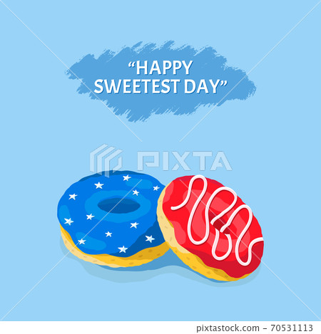 Colorful postcard on blue background. 70531113