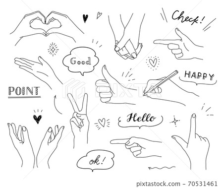 Set Of Hand Drawn Illustrations Of Hands And Stock Illustration