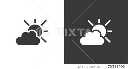 Sun and clouds. Isolated icon on black and white background. Weather vector illustration Sun and clouds. Isolated icon on black and white background. Weather vector illustration 70531992