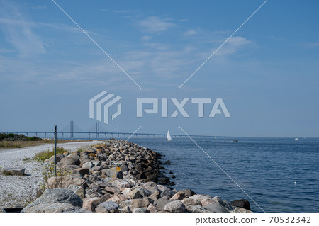 The Oresund bridge, the link between Sweden and Denmark. View from On, in Malmo, Sweden. The Oresund bridge, the link between Sweden and Denmark. View from On, in Malmo, Sweden. 70532342