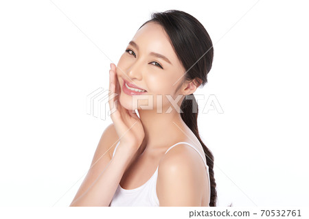 Beautiful young asian woman with clean fresh skin on white background, Face care, Facial treatment, Beautiful young asian woman with clean fresh skin on white background, Face care, Facial treatment, 70532761