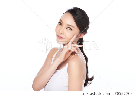 Beautiful young asian woman with clean fresh skin on white background, Face care, Facial treatment, Beautiful young asian woman with clean fresh skin on white background, Face care, Facial treatment, 70532762