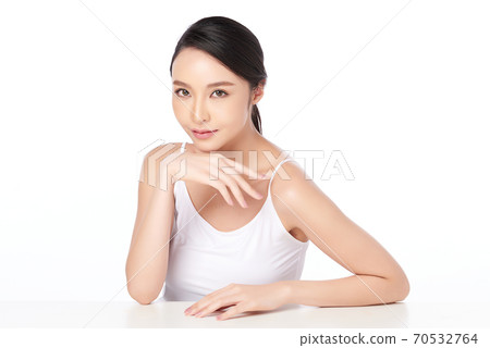 Beautiful young asian woman with clean fresh skin on white background, Face care, Facial treatment, Beautiful young asian woman with clean fresh skin on white background, Face care, Facial treatment, 70532764