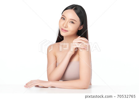 Beautiful young asian woman with clean fresh skin on white background, Face care, Facial treatment, Beautiful young asian woman with clean fresh skin on white background, Face care, Facial treatment, 70532765