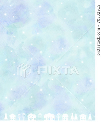 下雪的城市景觀剪影水彩風格 插圖素材 圖庫