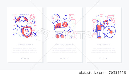 Life insurance - vector line design style web banners Life insurance - vector line design style web banners 70533328