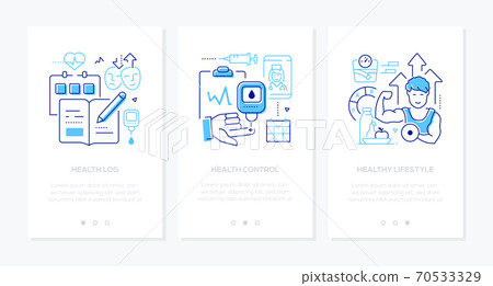 Diabetes - vector line design style web banners Diabetes - vector line design style web banners 70533329